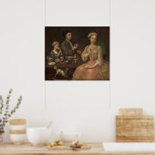 Poster Une famille de trois à Tea, vers 1727 (Cuisine)