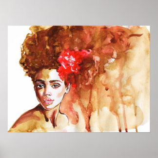 Poster Une femme africaine. Aquarelle, peinture