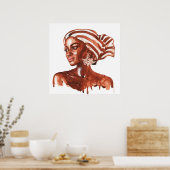 Poster Une femme africaine, oeuvre d'art réaliste. Aquare (Cuisine)