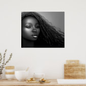 Poster Une femme afro-américaine lune Monochrome (Cuisine)