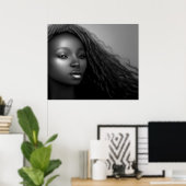 Poster Une femme afro-américaine lune Monochrome (Bureau à domicile)