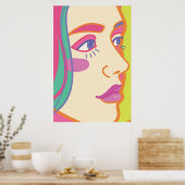 Poster une femme au maquillage lumineux. (Cuisine)