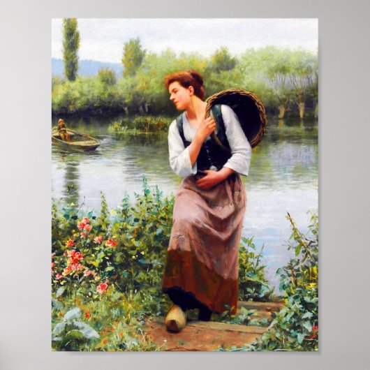 Poster Une femme avec panier par Daniel Ridgway Knight (Devant)