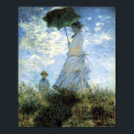 Poster Une femme avec un parasol<br><div class="desc">"Madame Monet et Son Fils" est un portrait de scène familiale de style impressionniste de tous les jours de l'artiste impressionniste français Claude Monet femme,  Camille et leur fils,  dehors pour une promenade sur une journée venteuse d'été,  c. 1875.</div>