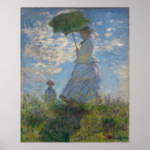 Poster Une femme avec un parasol par Claude Monet