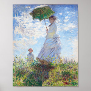 Poster Une femme avec un parasol par Claude Monet