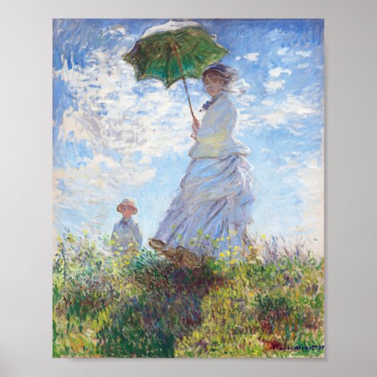 Poster Une femme avec un parasol par Claude Monet (Devant)