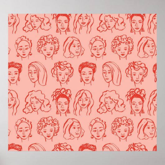 Poster Une Femme branchée face dessinée (Devant)