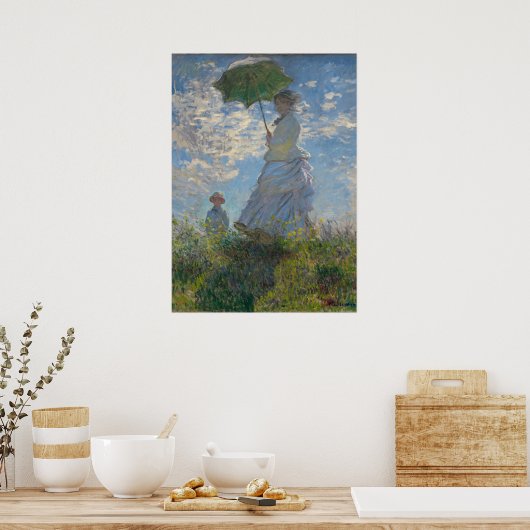 Poster Une femme Claude Monet avec un parasol (La promena (Cuisine)