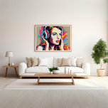 Poster Une femme colorée écoute la musique pop art<br><div class="desc">Immergez-vous dans un monde de créativité vibrante avec notre 'Femme colorée écoute l'affiche d'art pop musicale'. Cette oeuvre captivante marie parfaitement l'esprit vivace du pop art à la joie de la musique. Les couleurs audacieuses et les détails complexes créent une expérience visuellement frappante qui célèbre l'amour de la musique et...</div>
