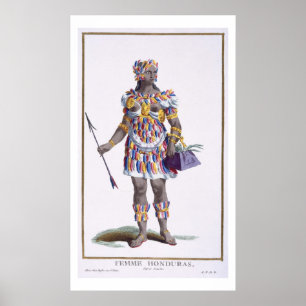 Poster Une femme du Honduras, 1780 (gravure en couleur)