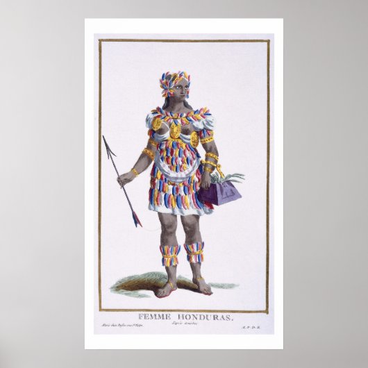 Poster Une femme du Honduras, 1780 (gravure en couleur) (Devant)