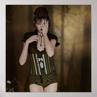 Poster Une femme en attente : Portrait numérique Art goth