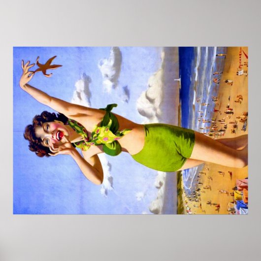 Poster Une femme en bikini vert (Devant)