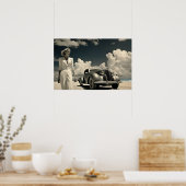 Poster Une femme en blanc se promenant sur la plage à Mia (Cuisine)