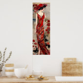 Poster Une femme en tenue rouge (Cuisine)
