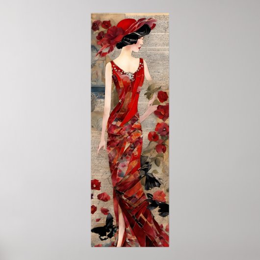 Poster Une femme en tenue rouge (Devant)