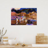 Poster Une femme et un cheval blanc par Gauguin (Cuisine)