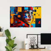 Poster Une femme générée par Ai en tant qu'art moderne (Bureau à domicile)
