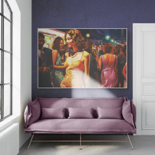 Poster Une Femme Marchant À Travers La Vie Nocturne La Fo