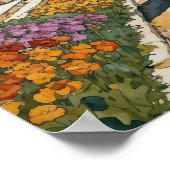 Poster Une femme marche dans un village côtier français (Coin)