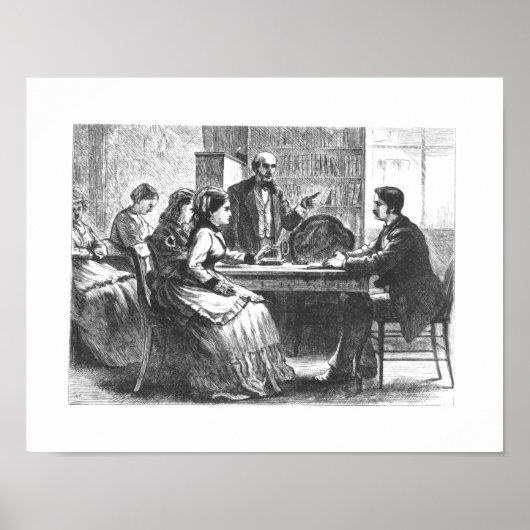 Poster Une femme négocie avec un directeur d'usine, assis (Devant)