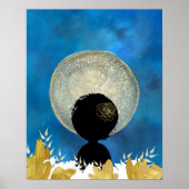 Poster Une femme noire africaine devant le mur de lune (Devant)