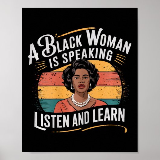 Poster Une Femme Noire Parle Écouter Et Apprendre Junetee (Devant)