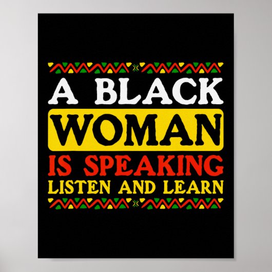 Poster Une Femme Noire Parle Écouter Et Apprendre Manque (Devant)