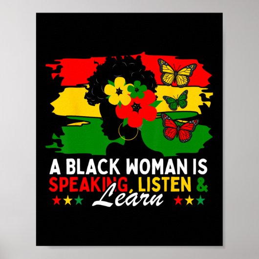 Poster Une Femme Noire Parle Écouter Et Apprendre Pour Af (Devant)