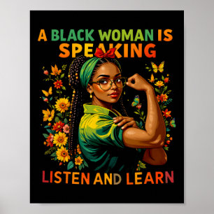 Poster Une Femme Noire Parle Écouter Histoire Noire Lun