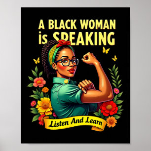 Poster Une Femme Noire Parle Écouter Histoire Noire Lun