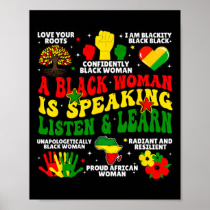 Poster Une femme noire parle Écoutez et apprenez pour Afr