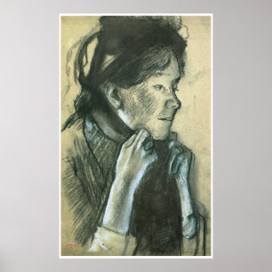 Poster Une femme noue des rubans sur son Casquette, Edgar