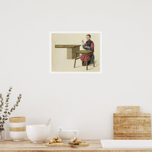 Poster Une femme préparant du thé, assiette 21 de "Le cos (Cuisine)