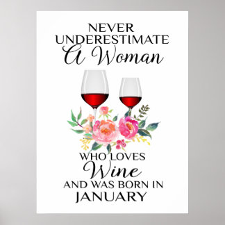 Poster Une Femme Qui Aime Le Vin Né En Janvier