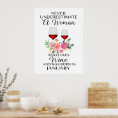 Poster Une Femme Qui Aime Le Vin Né En Janvier (Cuisine)