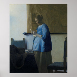 Poster Une femme qui lit une lettre — Vermeer