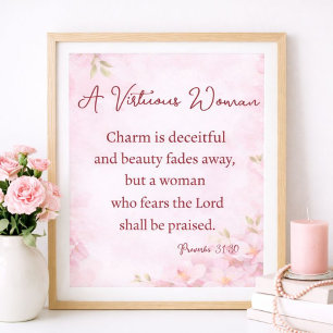 Poster Une Femme Victorieuse Proverbes 31 Floral Chrétien