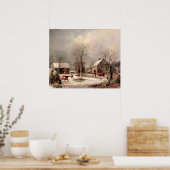 Poster Une ferme en hiver Peinture de George Durrie (Cuisine)