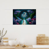 Poster Une figure extraterrestre marche vers une planète (Cuisine)