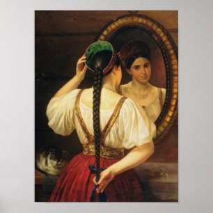 Poster Une fille au miroir, 1848