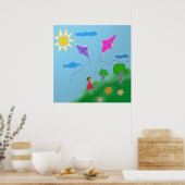 Poster Une fille avec des cerfs-volants (Cuisine)