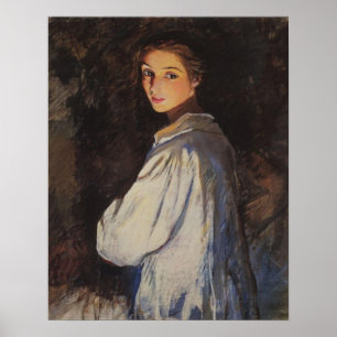 Poster Une fille avec une bougie Auto-portrait