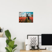 Poster Une fille dans un champ de tulipe (Bureau à domicile)