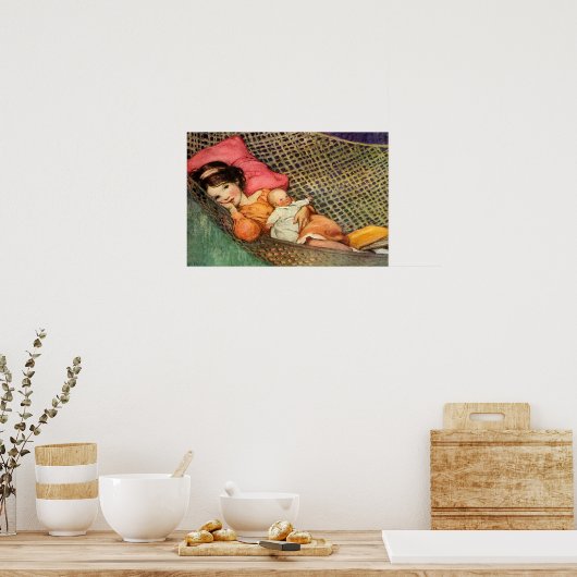 Poster Une fille dans un hamac par Jesse Willcox Smith (Cuisine)