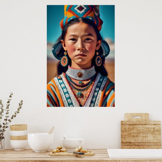 Poster Une fille de Mongolie, Chine (Cuisine)