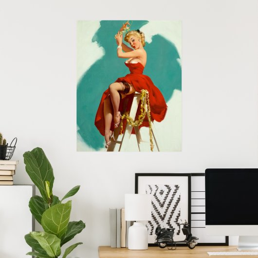 Poster Une fille de travail de préparation à l'aide d'une (Bureau à domicile)