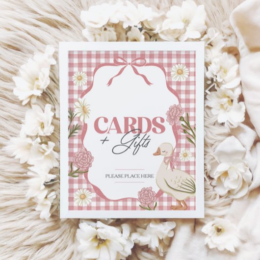 Poster Une fille d'oie sotte Cartes et cadeaux roses