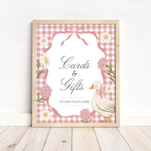 Poster Une fille d'oie sotte Cartes et cadeaux roses